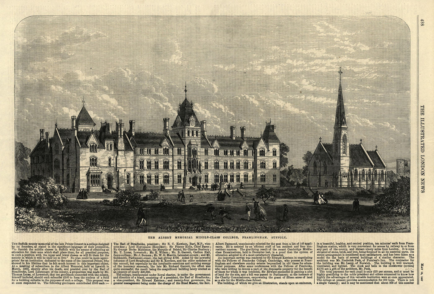 The Albert Memorial Middle-Class college, Framlingham, Suffolk. Education 1867